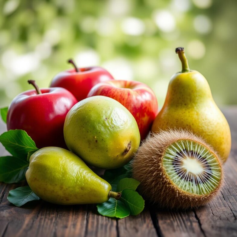 Apples, pears and kiwi fruit in season